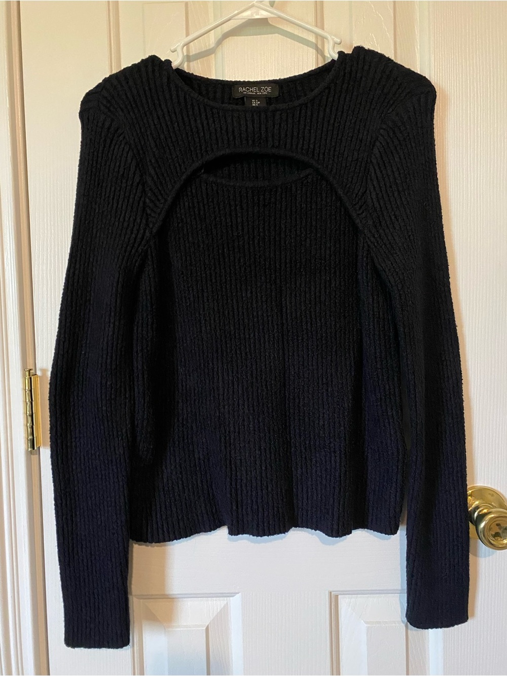 Rachel Zoe Black Ribbed Cutout Sweater Size Small